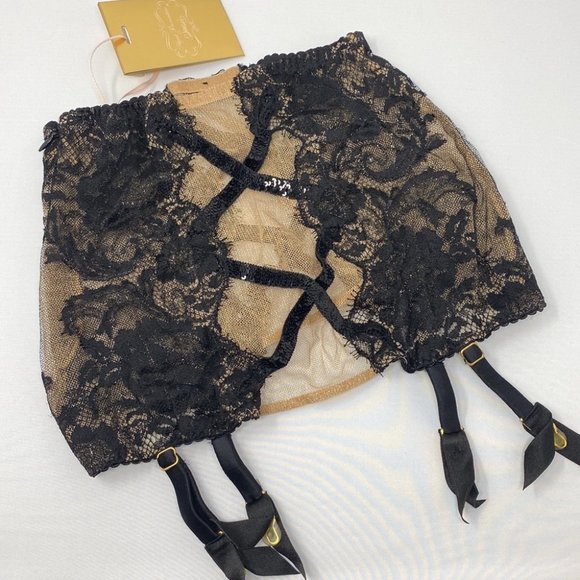 Agent Provocateur Adelia SOIREE Black Gold Roll-on Suspender NWT $990 - Picture 12 of 15